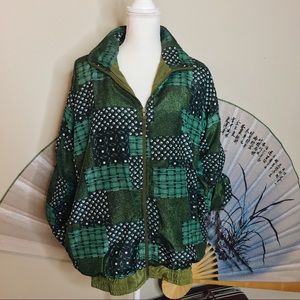 🦚 80’s Green Patchwork Bomber 🦚
